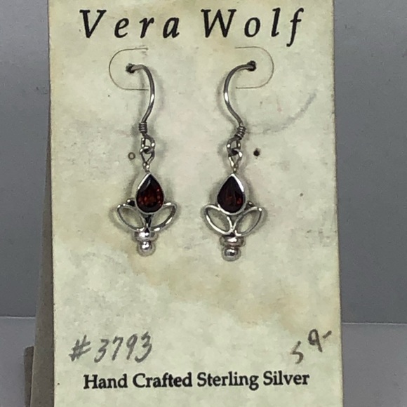 Vera Wolf Sterling Silver and Garnet Earrings - Picture 6 of 6